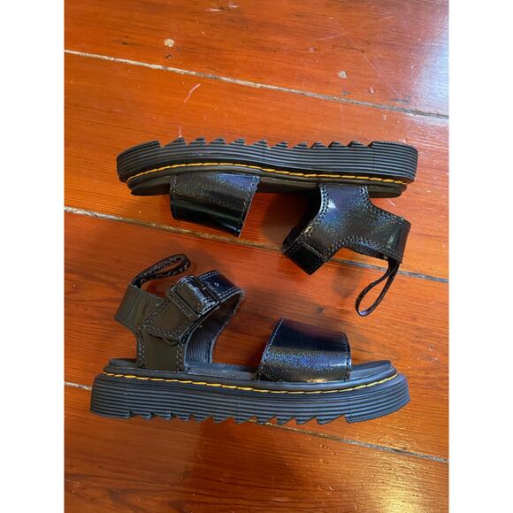 Dr. Martens Black Patent Blaire Platform Sandals AirWair Chunky Sole - Picture 2 of 8